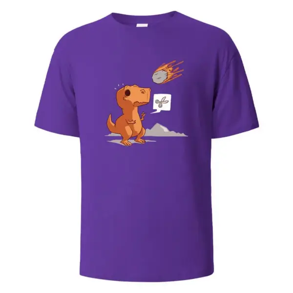 Herren T-Shirt Rundhals mit Dino und Meteor Aufdruck – Bild 16