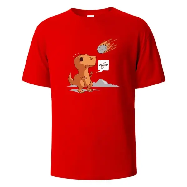 Herren T-Shirt Rundhals mit Dino und Meteor Aufdruck – Bild 17