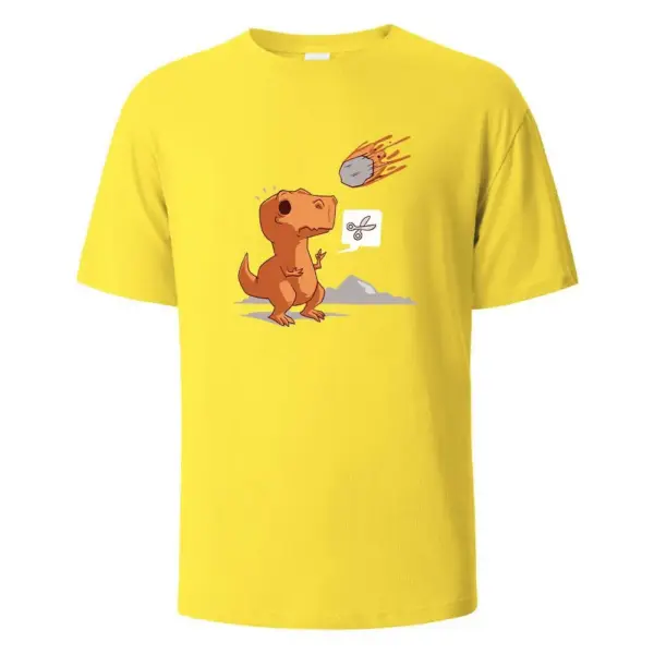 Herren T-Shirt Rundhals mit Dino und Meteor Aufdruck – Bild 19
