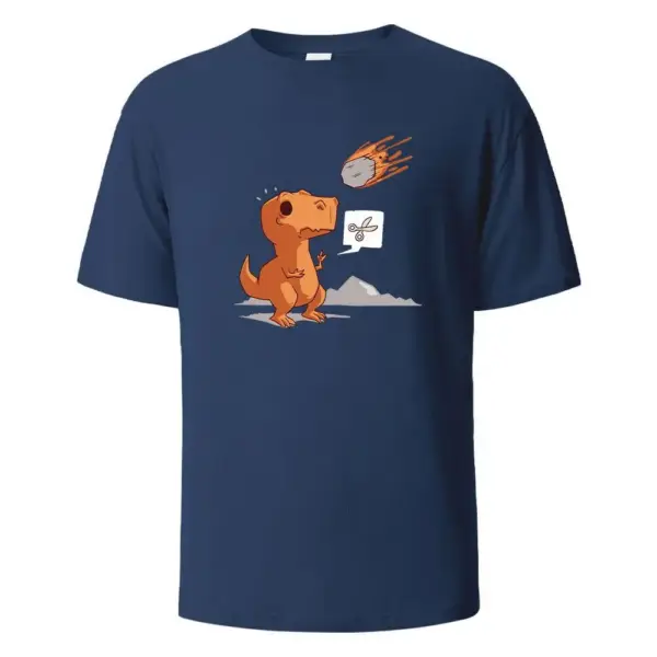 Herren T-Shirt Rundhals mit Dino und Meteor Aufdruck – Bild 15