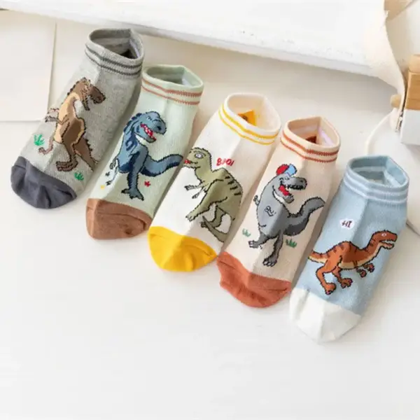 Dinosaurier Kindersocken im Set mit Motiven, Sneaker-Form – Bild 7