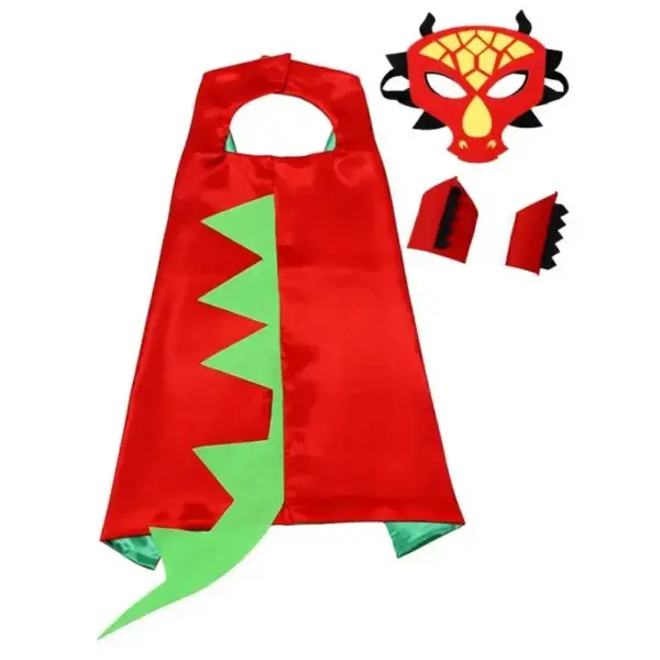 Dinosaurier Umhang mit Maske und Stulpen, Zackenschwanz – Bild 6