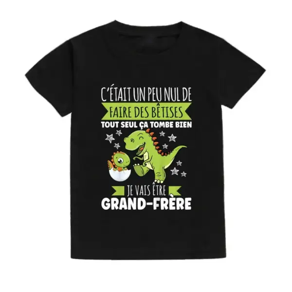 Kinder T-Shirt Kurzarm mit Dinosaurier-Aufdruck und Schriftzug – Bild 11