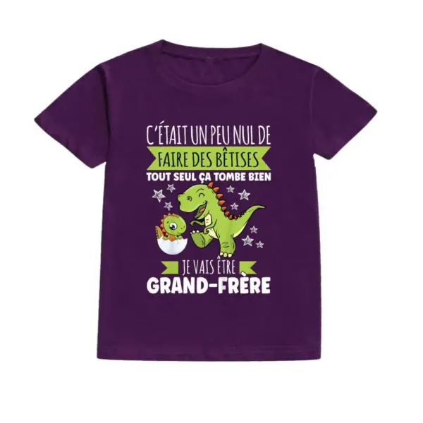 Kinder T-Shirt Kurzarm mit Dinosaurier-Aufdruck und Schriftzug – Bild 6