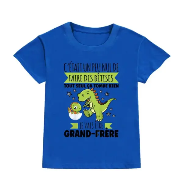 Kinder T-Shirt Kurzarm mit Dinosaurier-Aufdruck und Schriftzug – Bild 18