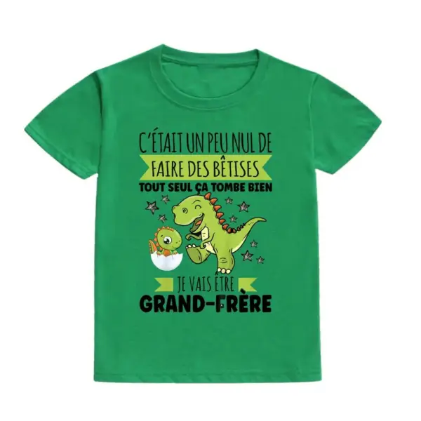 Kinder T-Shirt Kurzarm mit Dinosaurier-Aufdruck und Schriftzug – Bild 17