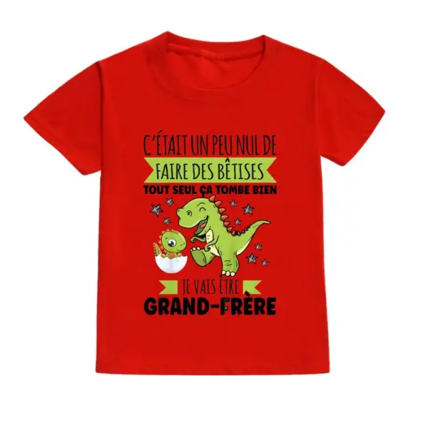 Kinder T-Shirt Kurzarm mit Dinosaurier-Aufdruck und Schriftzug – Bild 14