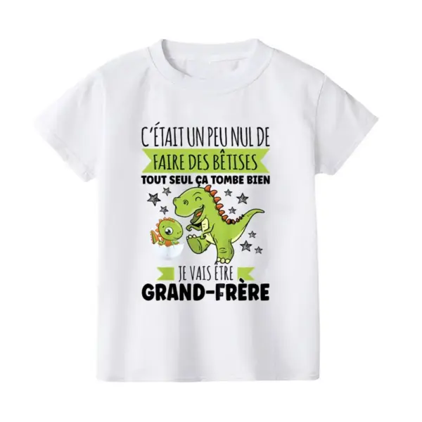 Kinder T-Shirt Kurzarm mit Dinosaurier-Aufdruck und Schriftzug – Bild 13