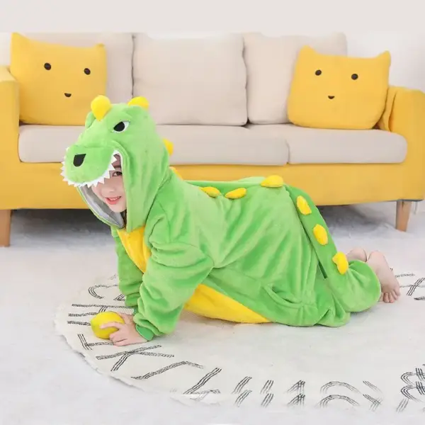 Dinosaurier Einteiler mit Kapuze, Krallenfüßen und Rückenzacken – Bild 6