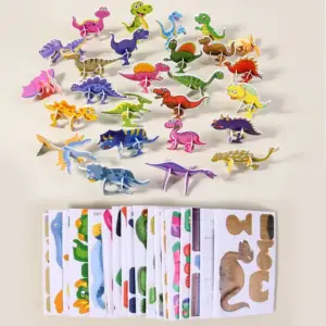 Dinosaurier Puzzle Set mit vielen Figuren zum Zusammenstecken – Bunt