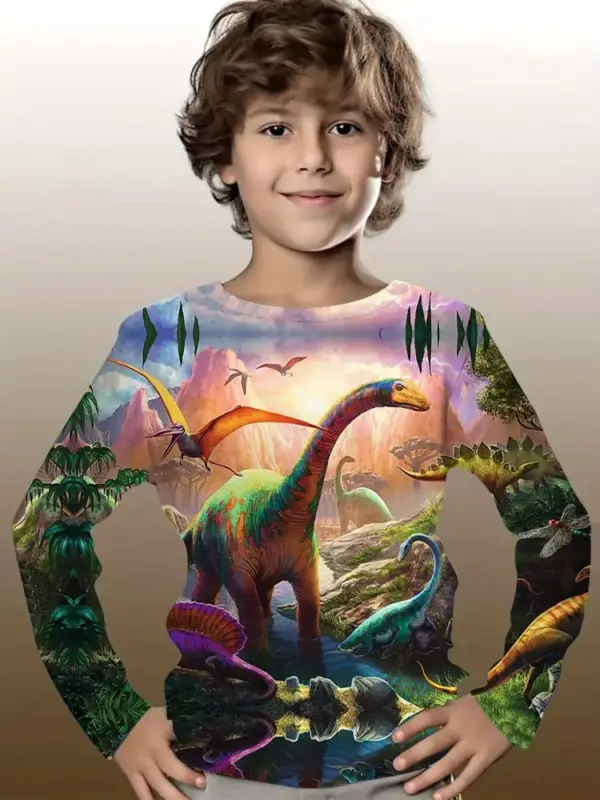 Kinder Langarmshirt mit Tier-Motiv-Druck und Rundhals – Bild 9
