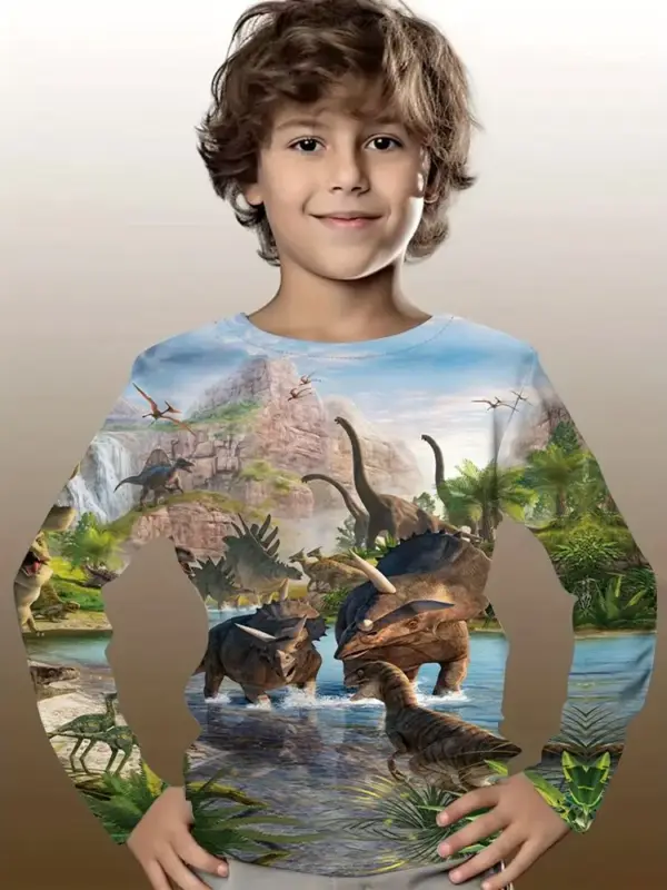 Kinder Langarmshirt mit Tier-Motiv-Druck und Rundhals – Bild 14