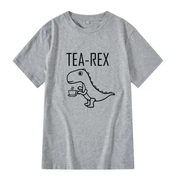 Herren T-Shirt mit Dinosaurier und Teetasse, Rundhals – Bild 8
