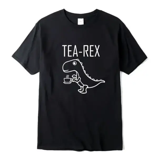 Herren T-Shirt mit Dinosaurier und Teetasse, Rundhals – Bild 9