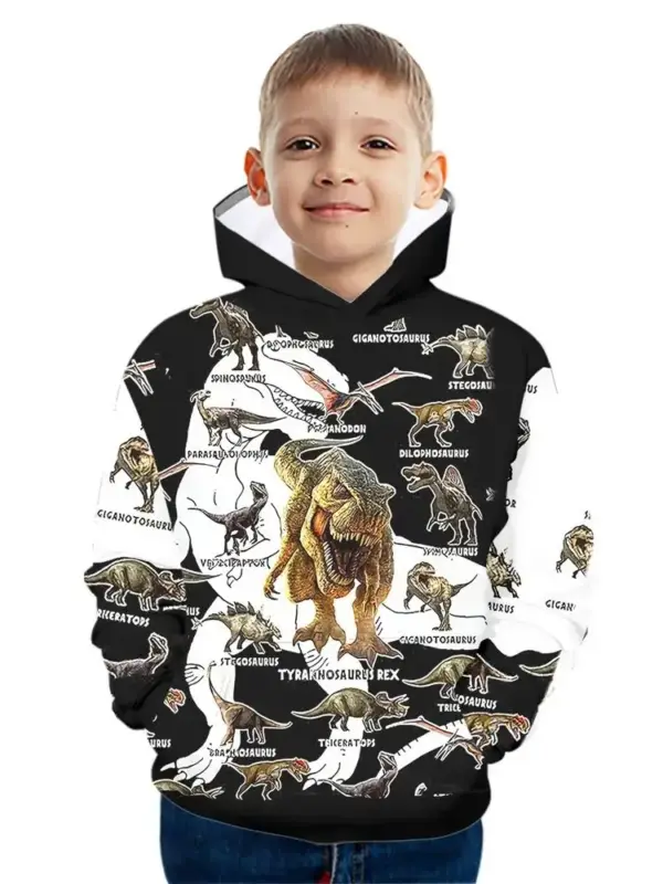 Kinder Kapuzenpullover mit großem Dinosaurier-Druck – Bild 11