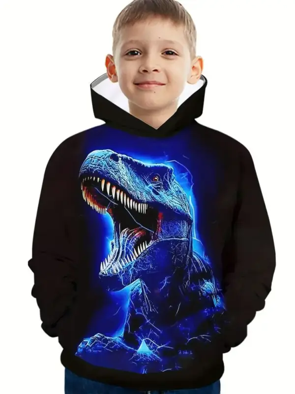 Kinder Kapuzenpullover mit großem Dinosaurier-Druck – Bild 12