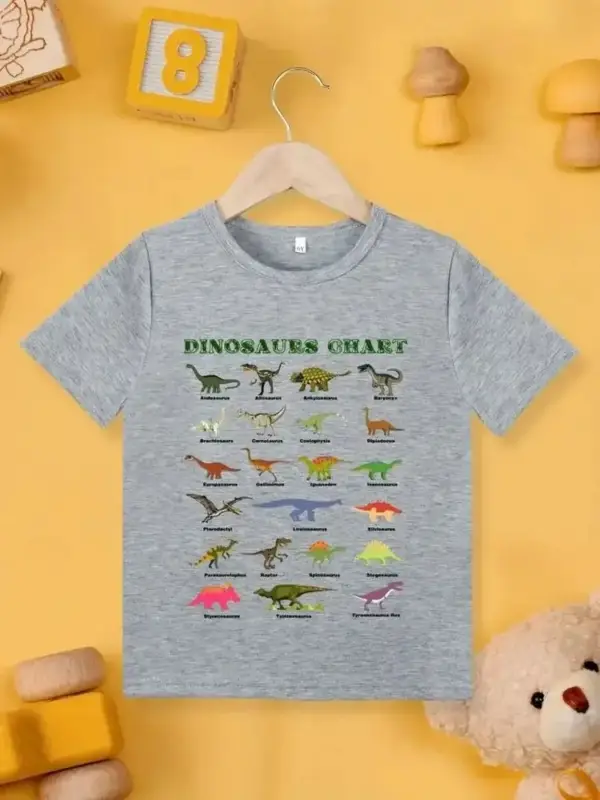 Dinosaurier T-Shirt Kinder mit Saurier-Übersicht, Kurzarm – Bild 7