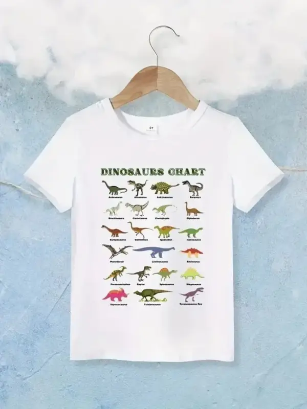 Dinosaurier T-Shirt Kinder mit Saurier-Übersicht, Kurzarm – Bild 6