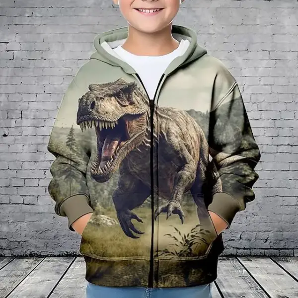 Kinder Kapuzenjacke mit Reißverschluss und Dinosaurier-Druck – Bild 10