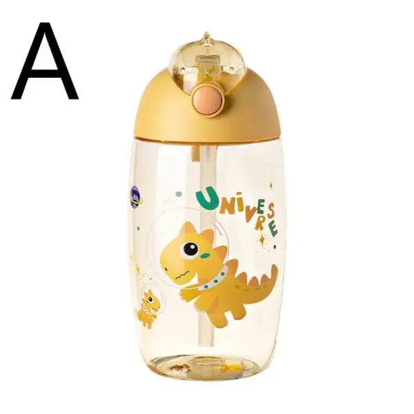 Trinkflasche mit Strohhalm, Klappdeckel und Dino-Motiv – Bild 5