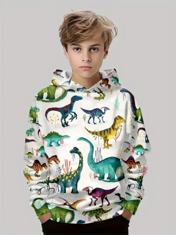 Dinosaurier Kapuzenpullover Jungen mit Allover-Print – Bild 10