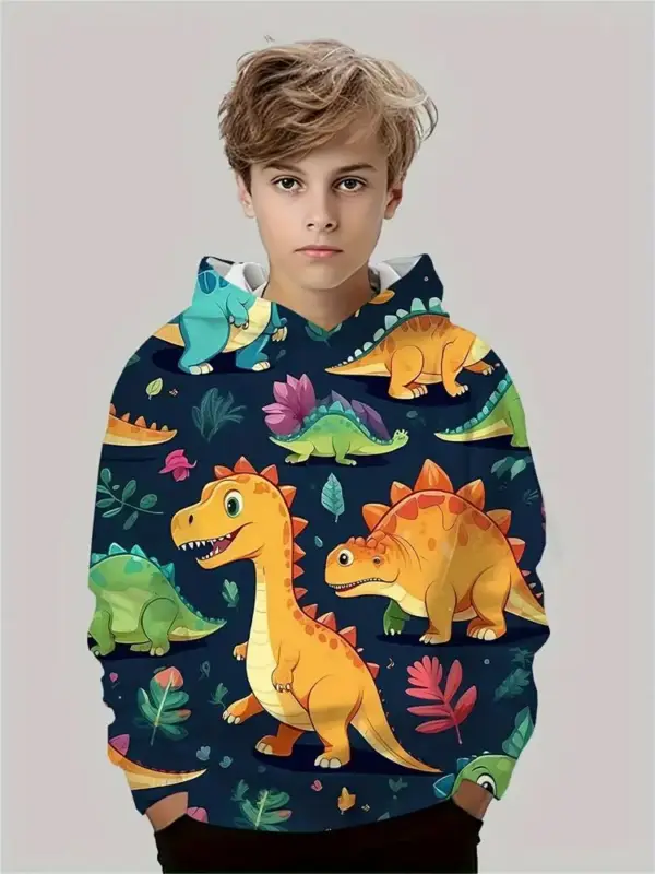 Dinosaurier Kapuzenpullover Jungen mit Allover-Print – Bild 8