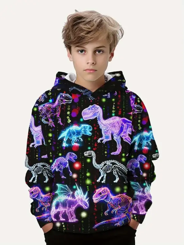 Dinosaurier Kapuzenpullover Jungen mit Allover-Print – Bild 7