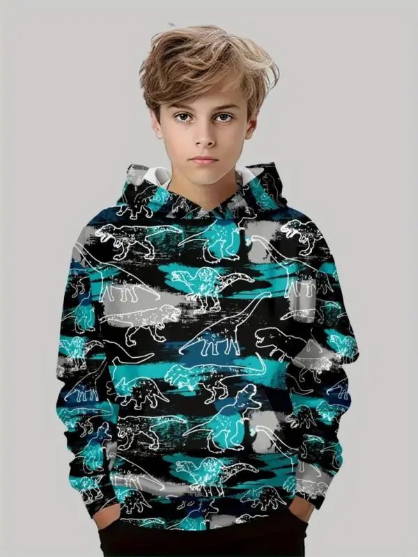 Dinosaurier Kapuzenpullover Jungen mit Allover-Print – Bild 6