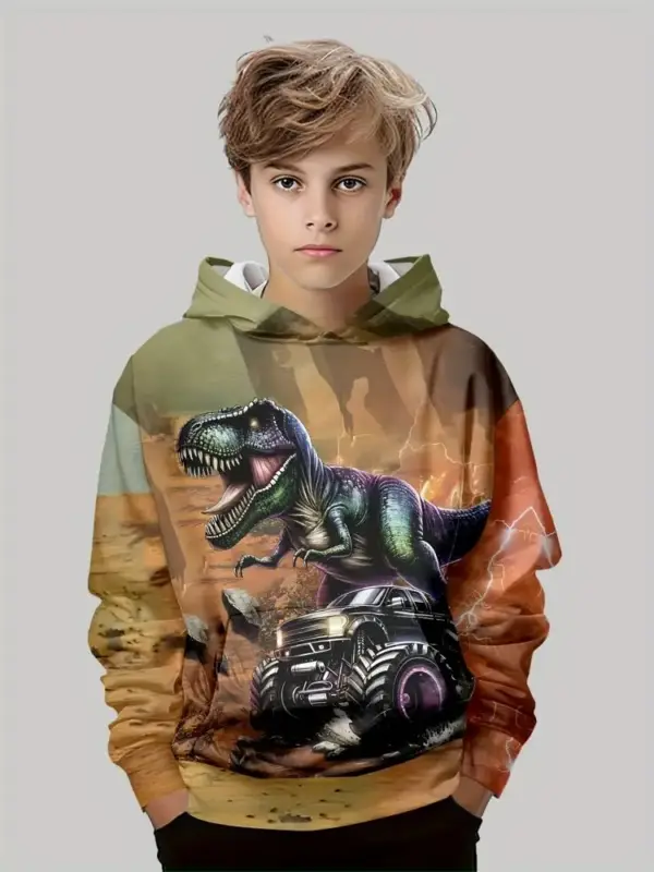 Dinosaurier Kapuzenpullover Jungen mit Allover-Print – Bild 12