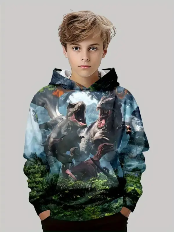 Dinosaurier Kapuzenpullover Jungen mit Allover-Print – Bild 11
