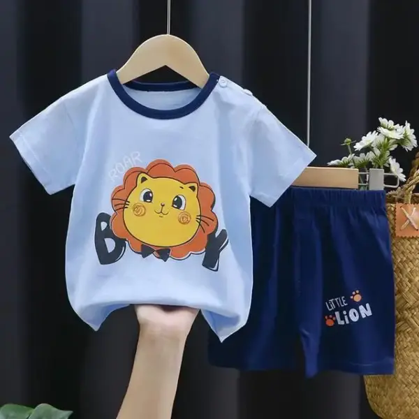 Kinder Set aus T-Shirt und Shorts mit Tiermotiven, Kurzarm – Bild 7
