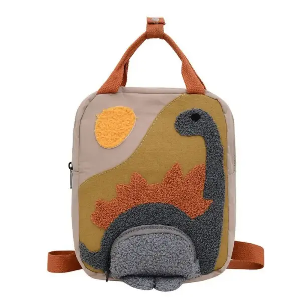 Rucksack mit aufgesticktem Dinosaurier und Tragegriff – Bild 2