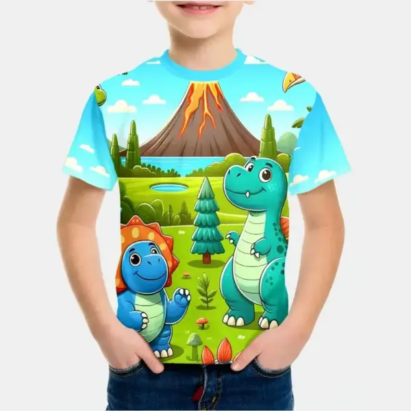 Jungen T-Shirt Kurzarm mit Dinosaurier-Szenen im Ganzflächendruck – Bild 8
