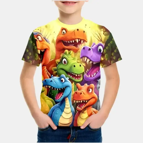 Jungen T-Shirt Kurzarm mit Dinosaurier-Szenen im Ganzflächendruck – Bild 9
