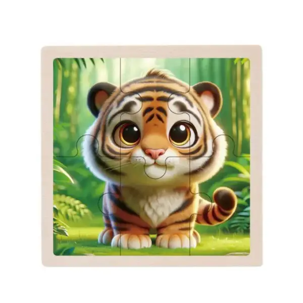 Holzpuzzle mit Tiermotiven im Cartoon-Stil, Land- und Meerestiere – Bild 5