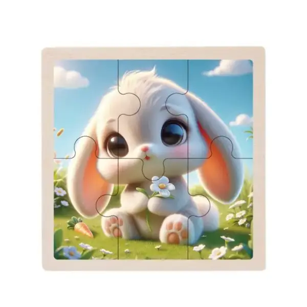 Holzpuzzle mit Tiermotiven im Cartoon-Stil, Land- und Meerestiere – Bild 6