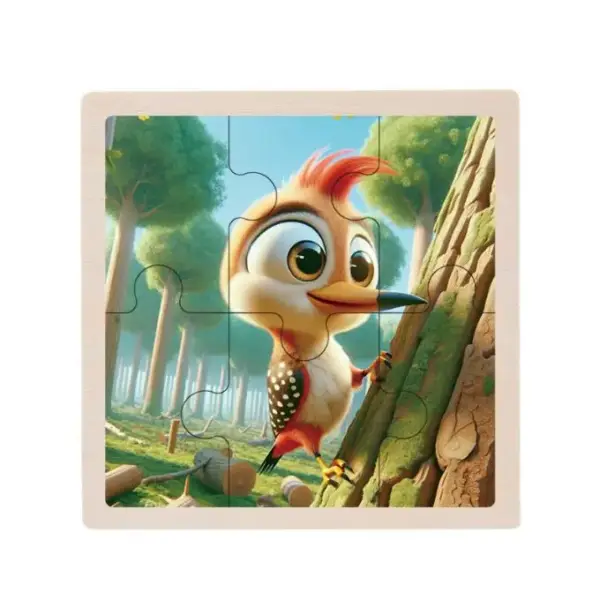 Holzpuzzle mit Tiermotiven im Cartoon-Stil, Land- und Meerestiere – Bild 9
