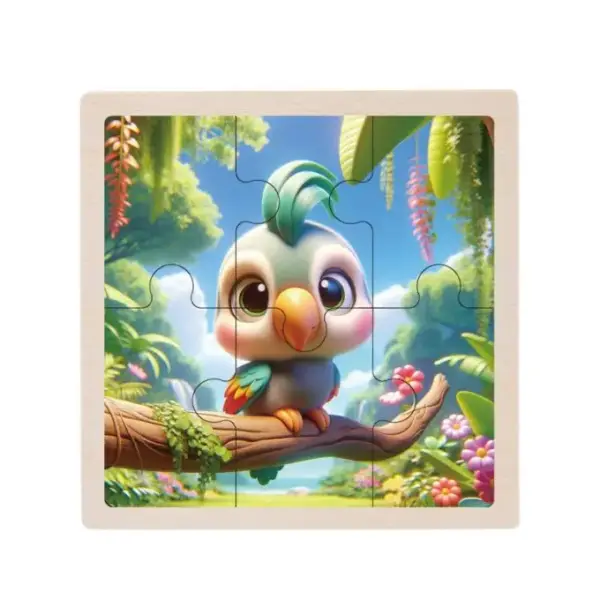 Holzpuzzle mit Tiermotiven im Cartoon-Stil, Land- und Meerestiere – Bild 10