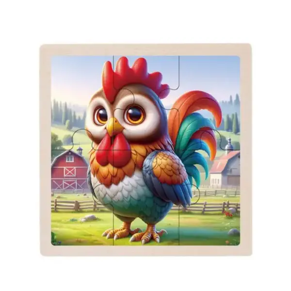 Holzpuzzle mit Tiermotiven im Cartoon-Stil, Land- und Meerestiere – Bild 12