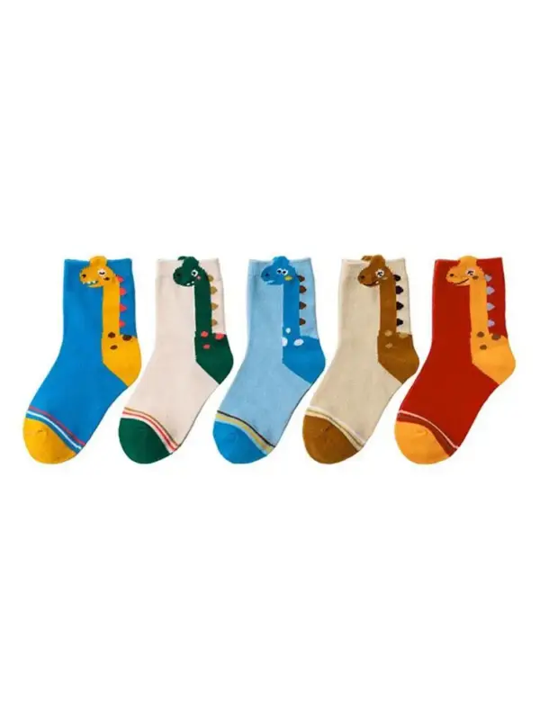 Kindersocken mit Dino-Motiv und farbigen Fersen – Bild 5