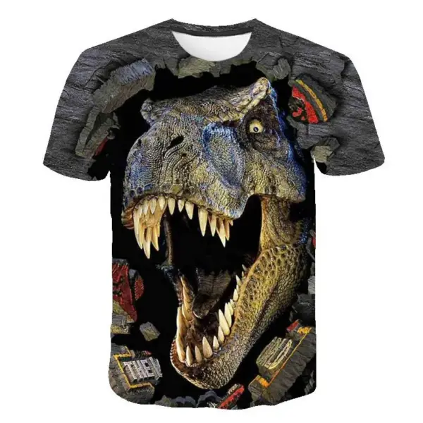Kinder T-Shirt kurzarm mit Dinosaurier-Aufdruck, Rundhals – Bild 21
