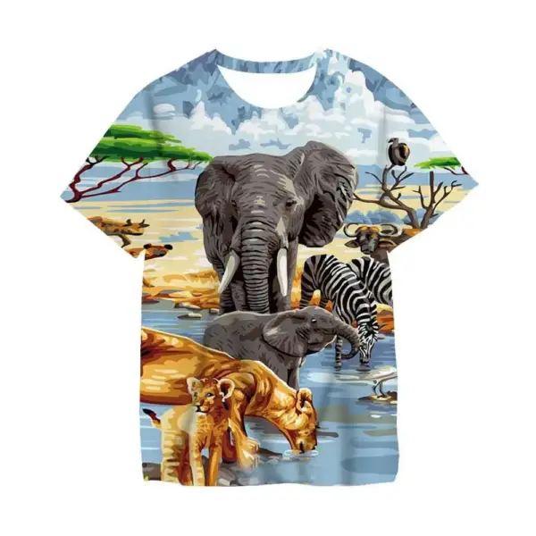 Kinder T-Shirt kurzarm mit Dinosaurier-Aufdruck, Rundhals – Bild 15