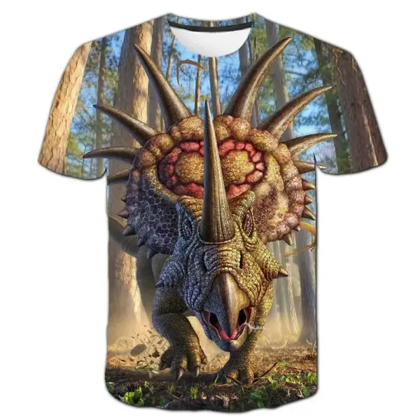 Kinder T-Shirt kurzarm mit Dinosaurier-Aufdruck, Rundhals – Bild 14