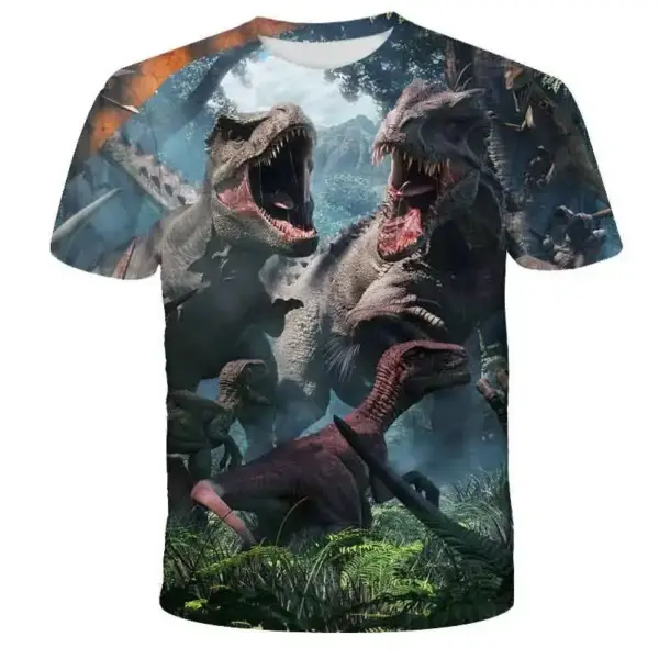 Kinder T-Shirt kurzarm mit Dinosaurier-Aufdruck, Rundhals – Bild 16
