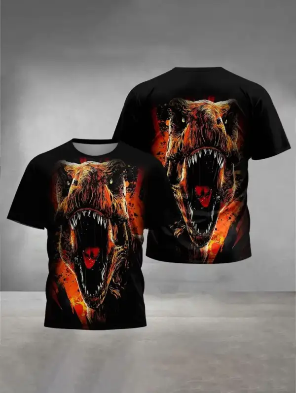 Kinder T-Shirt kurzarm mit Dinosaurier-Aufdruck, Rundhals – Bild 19