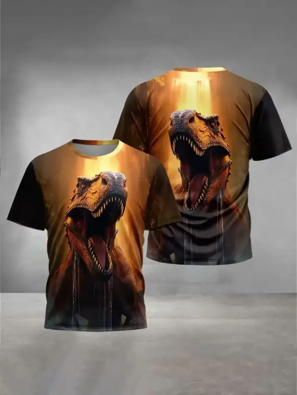 Kinder T-Shirt kurzarm mit Dinosaurier-Aufdruck, Rundhals – Bild 20