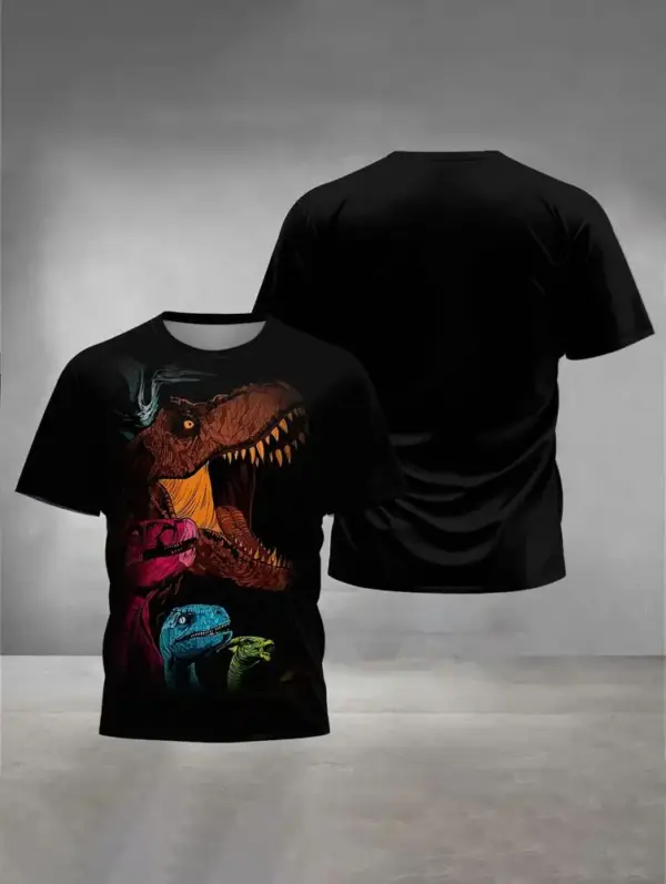 Kinder T-Shirt kurzarm mit Dinosaurier-Aufdruck, Rundhals – Bild 10