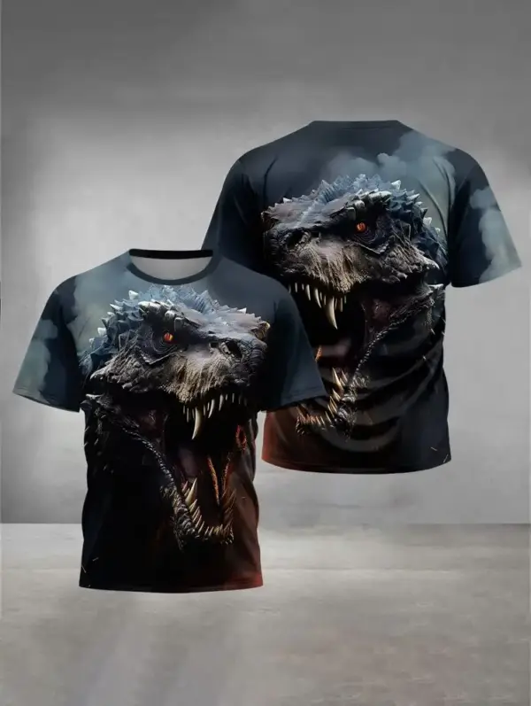 Kinder T-Shirt kurzarm mit Dinosaurier-Aufdruck, Rundhals – Bild 12