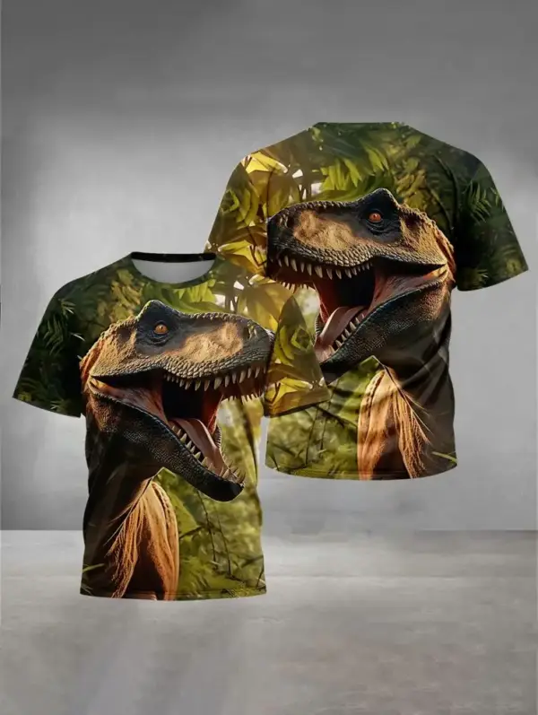 Kinder T-Shirt kurzarm mit Dinosaurier-Aufdruck, Rundhals – Bild 13