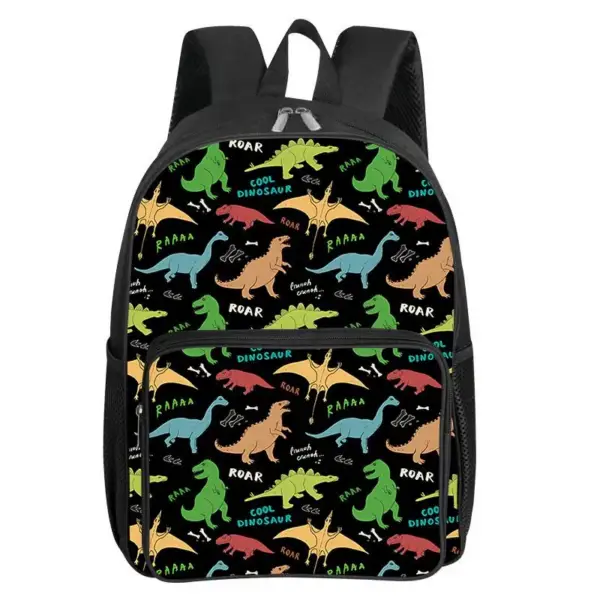Rucksack mit Dino-Motiven, Fronttasche und Seitentaschen – Bild 12